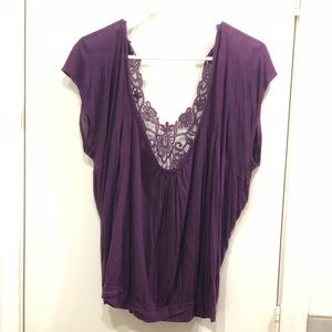 Purple Blouse with lace back 2X